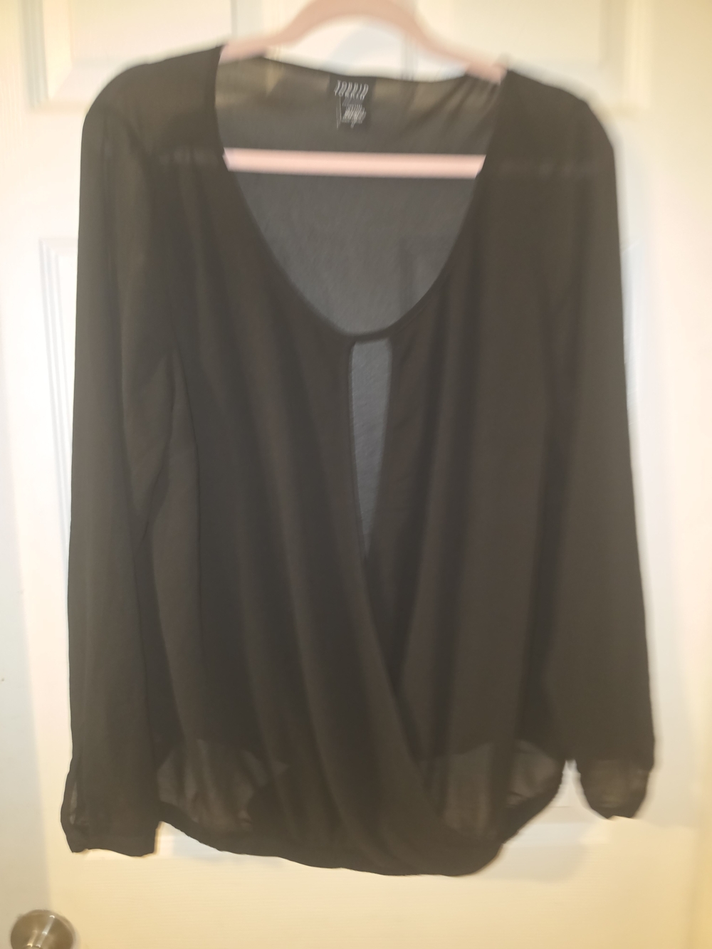 torrid Black Sheer Surplice Blouse